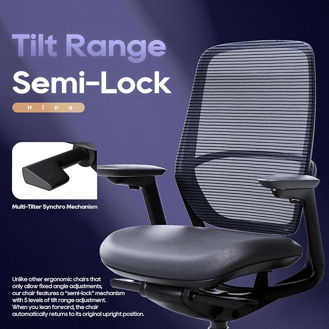 COLAMY Ergonomic Office Chair with Adjustable Seat Depth, 4D Armrests, Lumbar Support, Breathable Mesh Back, Leather Seat Cushion, and Recline Lock – Ideal Executive Desk Chair for Professionals