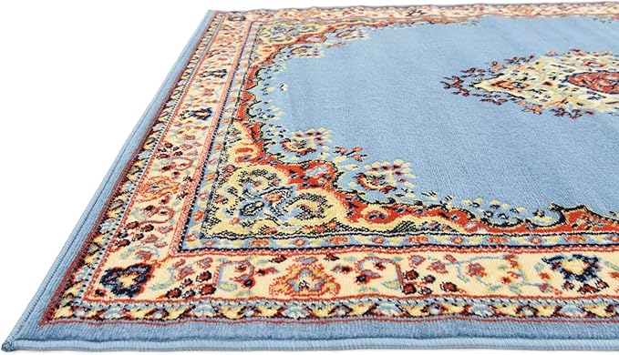 Unique Loom Reza Collection Traditional Persian Style Area Rug, 4 x 6 ft, Light Blue/Ivory