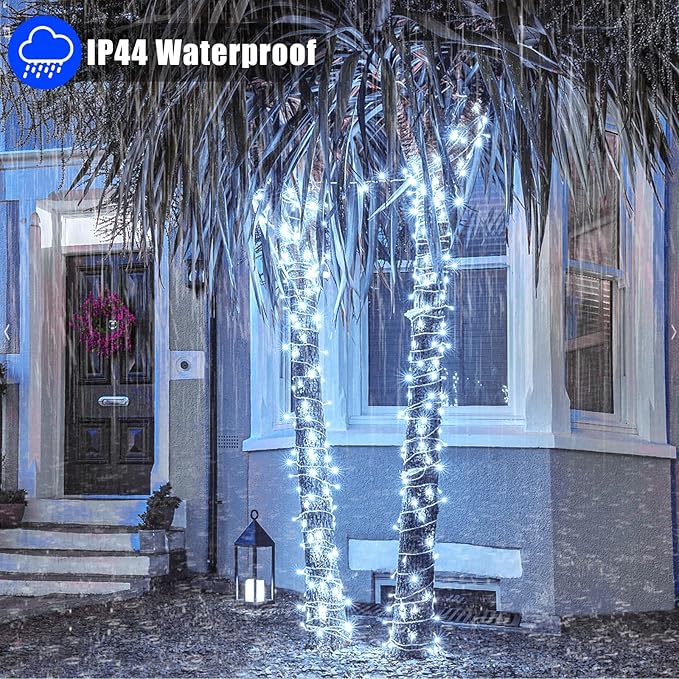 200 LED Christmas String Lights 66ft White Christmas Lights Outdoor Clear Wire Waterproof 8 Modes Connectable Twinkle Fairy String Lights Plug in for Bedroom Room Wedding Decorations, Cool White