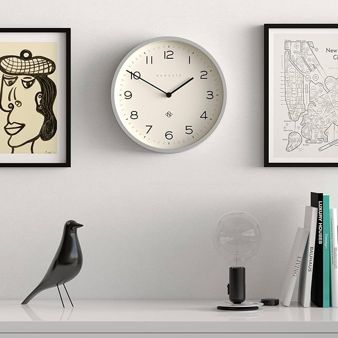 NEWGATE® Number Four Echo Wall Clock | Modern Round Clock | 12 inch | Gray | Easy to Read Numbers | Ideal for Kitchen, Living Room or Office