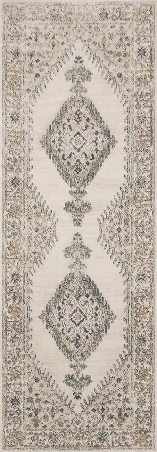 Loloi Teagan Collection TEA-02 Oatmeal/Ivory 5'-3" x 7'-6" Area Rug, Large, Soft Neutral Rug, High-Traffic for Living Room, Bedroom, Home Office, Dining Area