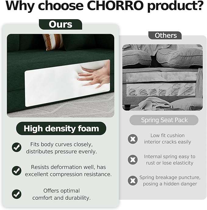 78.8''Convertible Sleeper Sofa Bed,Compressed Floor Boneless Couch,Modular Modern Corduroy Sofa for Living Room Bedroom -with Fixed-Shape Frame and Support Armrest,Easy Assembly(Dark Green)