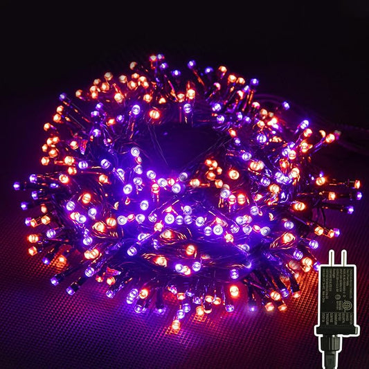 JACKYLED 180FT 500LED Halloween Lights, Outdoor String Lights 8 Modes & Memory Function, Orange and Purple Twinkle Tree Lights, Waterproof Plug in String Light for Halloween Party Outdoor Indoor Decor