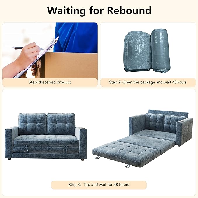 WorthFurni Convertible Sofa Bed,Sleeper Sofa, Floor Sofa Bed for Small Spaces Folding Couch Bed - Blue