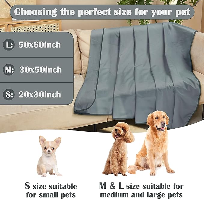 Kritter Planet Waterproof Cooling Dog Mat, Soft Cooling Pad for Dog, Lightweight Cooling Outdoor Mat, Reversible Furniture Cover Couch Sofa Bed, 30 x 50 inch, Grey