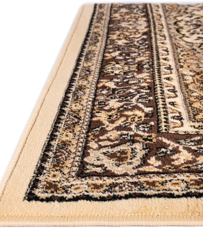 Unique Loom Reza Collection Traditional Persian Style Area Rug, Rectangular 7' 1" x 10' 0", Ivory/Brown