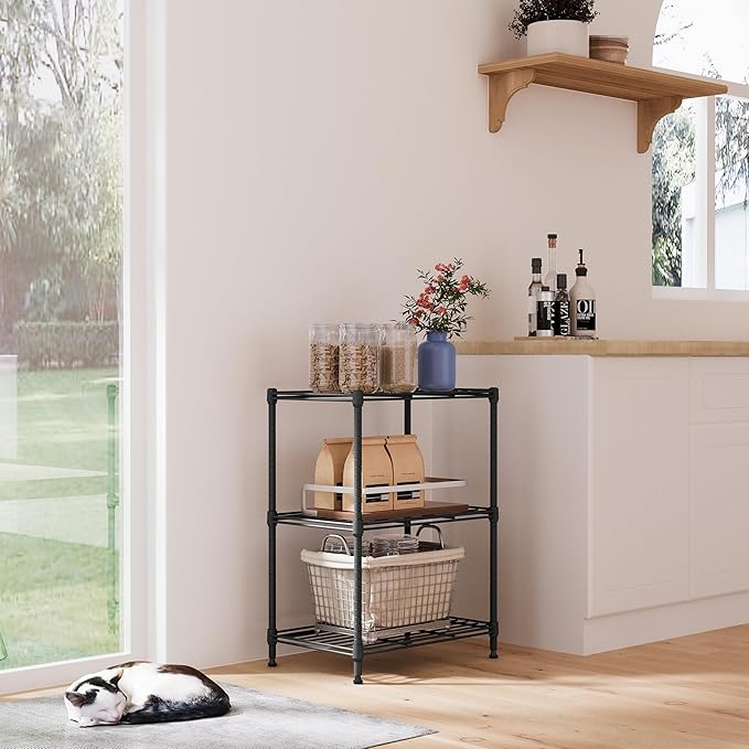 IZEUK 3 Tier Shelf, Heavy Duty Steel Wire Shelving Unit for Home, Kitchen, Laundry Room Organization, Office Storage Rack (17.7" W x 11.8" D x 26.3" H, 450LBS, Grey)