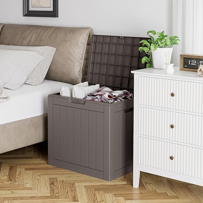 31 Gallon Outdoor Storage Box, Waterproof Deck Box, Lockable Indoor/Outdoor Storage Box for Patio Furniture, Garden Tools, Package Delivery Box, UV-Resistant Outside Chest