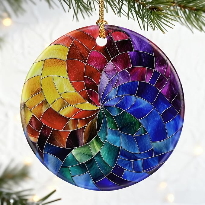 Rainbow Spiral Ornament, Christmas Ornaments, Christmas Decorations for Tree, Colorful Holiday Decor Gifts for Friends & Art Lovers, Gift Exchange & Gift Idea, Giftbox Included