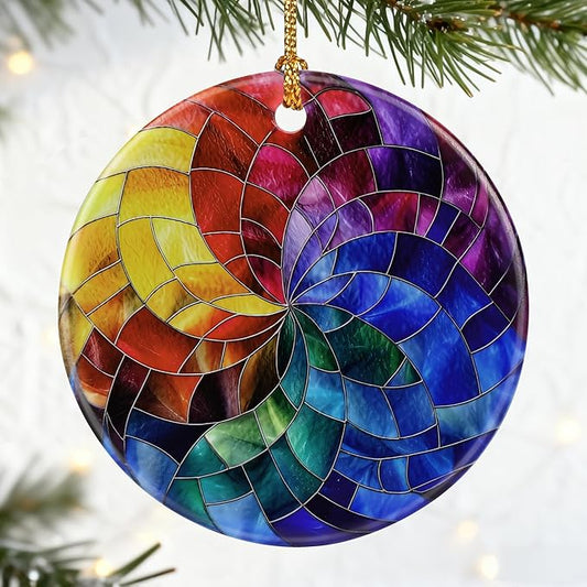Rainbow Spiral Ornament, Christmas Ornaments, Christmas Decorations for Tree, Colorful Holiday Decor Gifts for Friends & Art Lovers, Gift Exchange & Gift Idea, Giftbox Included