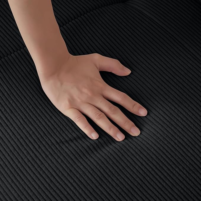 Cilee 113" Modular Sectional Sofa, Cloud Couch with Deep Seat, L-Shape Boneless Sofa, 3 Seat Memory Foam Sofa, No Assembly Required, Upholstered Couch for Living Room, Movable Ottoman, Corduroy, Black