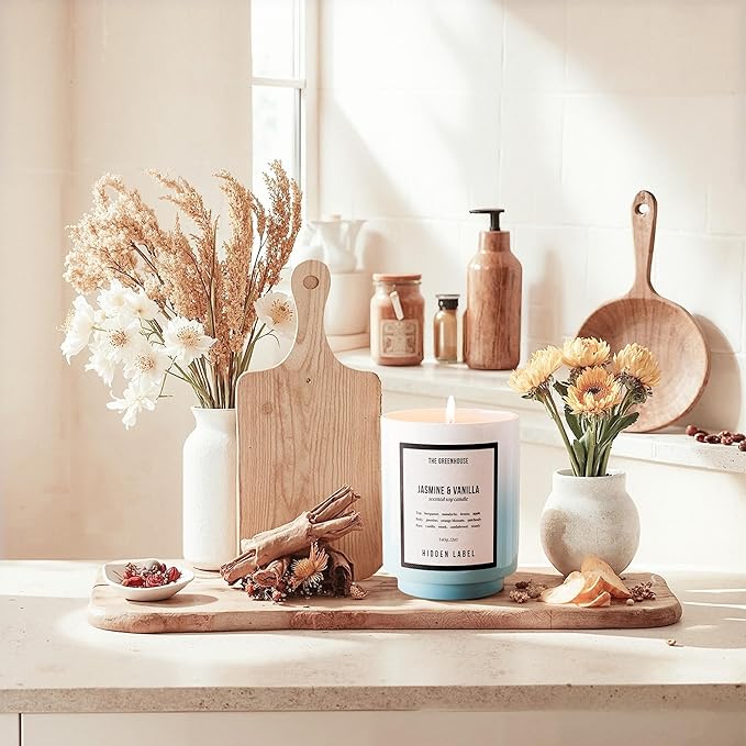 Jasmine Vanilla Scented Candle, 12oz Natural Soy Wax, 75Hours Burn Time,Clean Burn, Non Toxic, Aromatherapy Candles for Home, Stress Relief, Meditation, Yoga & Relaxation,Gifts for Women