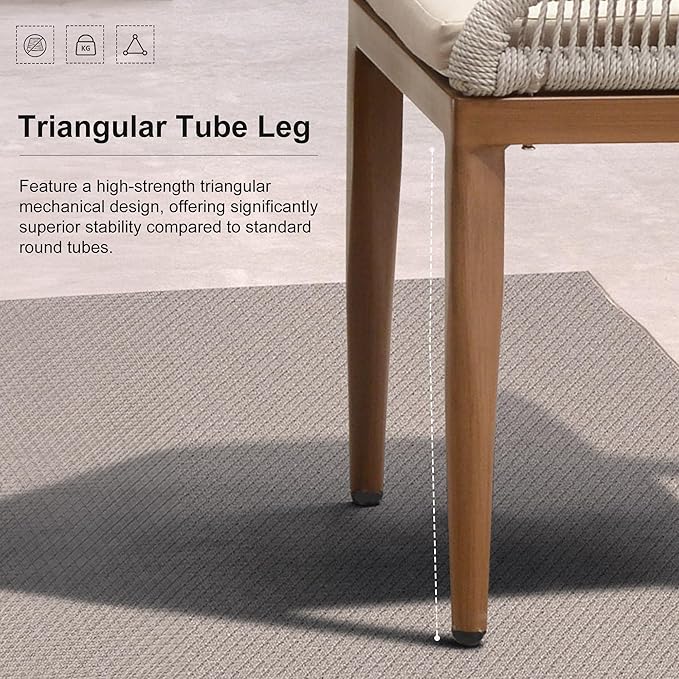 PURPLE LEAF 7 Pieces Round Dining Set Patio Aluminum Modern Round Table and Wicker Chairs with Cushions for Kitchen Backyard Garden Outdoor Furniture Sets