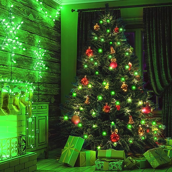 Kwaiffeo Green Fairy Lights, 100FT 300LED Green String Lights Outdoor Indoor, 8 Modes Connectable Light for Christmas Halloween Yard Tree Decor
