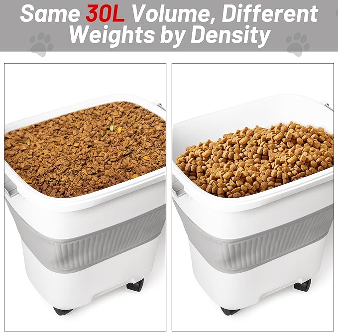 MALLMALL6 Dog Food Storage Container - Collapsible Pet Food Container with Spinner Wheels Scoop and Deodorant Box, Airtight Multifunctional 30L Storage Bin for Dog Cat Bird Animal Dry Meal Rice Flour