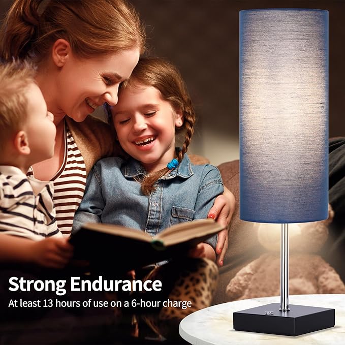 AVV Cordless Table Lamp, 5000mAh Battery Operated Lamp for Night Stand, 3 Modes Battery Powered Wireless Table Lamp, Touch Control Rechargeable Lamp for Bedroom, Living Room, 18 Inch Blue