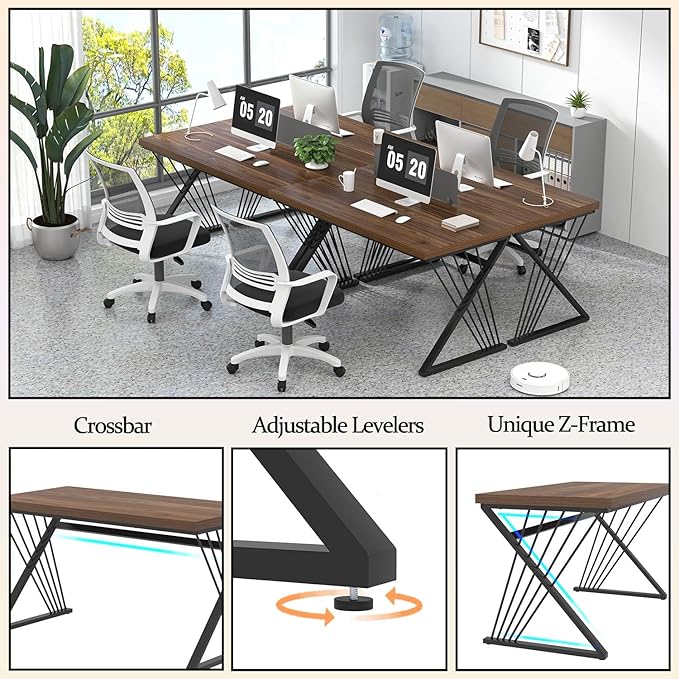 FOLUBAN Home Office Desks, Modern Wood and Metal Writing Study Work Table, Industrial Computer Desk for Bedroom Living Room, Rustic Walnut, 47 Inch