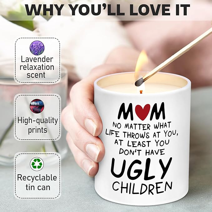 Gifts for Mom from Daughter, Son - Christmas Gifts for Mom, Wife, Women - Moms Birthday Gift Ideas, Cool Birthday Gift for Moms - Funny Christmas Candle, mom Soy Wax Candle