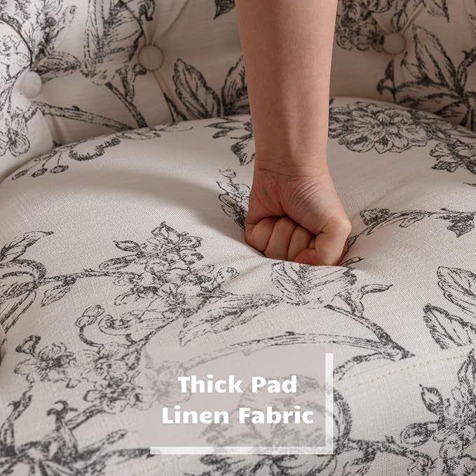 HEAH-YO Modern Dining Chairs Set of 2, Upholstered Linen Fabric Dining Room Chairs with Barrel Backrests, Comfy Kitchen Chair for Dining Room, Beige