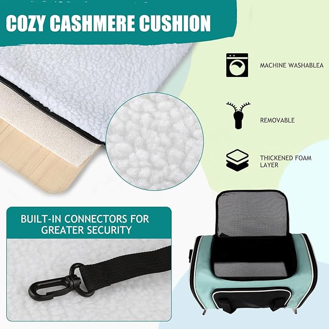Cat, Dog Carrier for Small Medium Pet Carriers Up to15Lbs, Cats Carrier Soft- Sided Puppy Dogs Bag Portable Foldable Airline Approved Carrier Travel (Green 18 * 11 * 11)