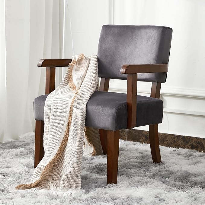 Modern Accent Chair, Upholstered Living Room Chairs with Wood Frame, Oversized Reading Armchair for Bedroom Waiting Room