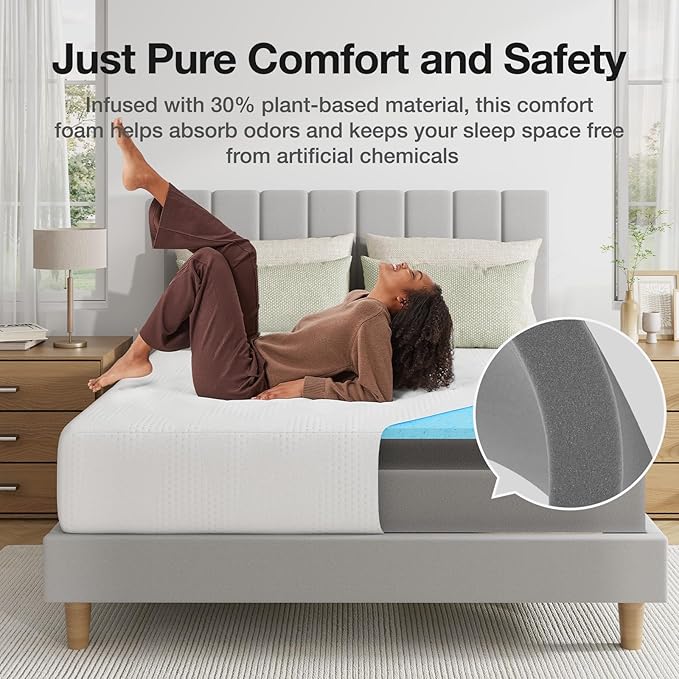 Novilla Twin XL Mattress, 12 inch Gel Memory Foam Mattress with Comfort Foam for Cooling Night Sleep, Comfort Support and Pressure Relief, CertiPUR-US Certified