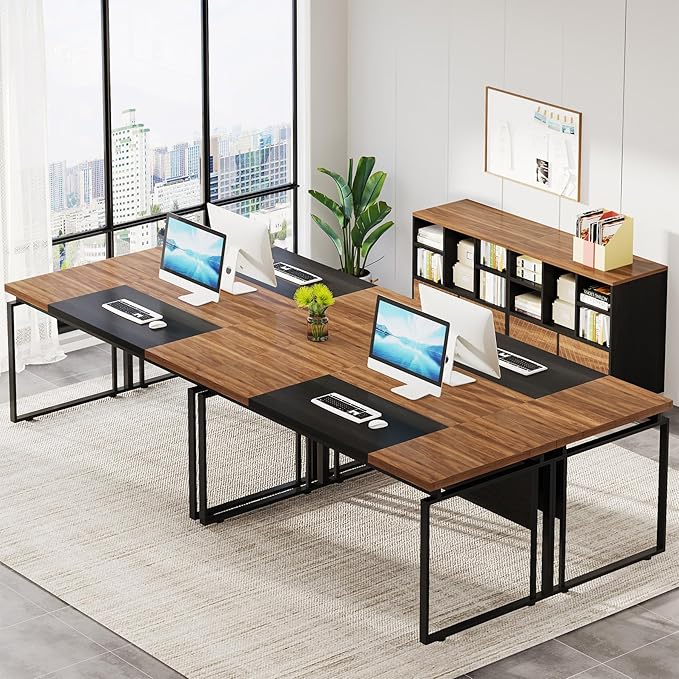 Tribesigns L-Shaped Executive Desk with Reversible File Cabinet, 63" Office Desk with Storage Drawers, L-Shaped Computer Desk with Drawer Cabinet for Hanging Letter Size Files (Walnut & Black)