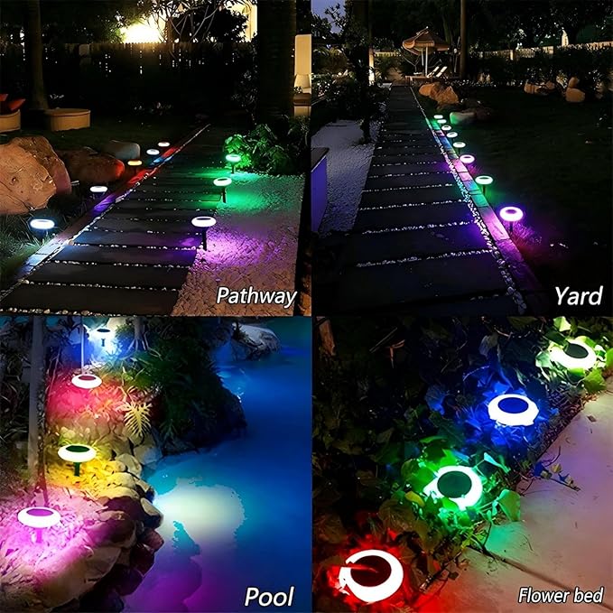 Colorful Pathway Solar Light (6 Lights) Decorative Weatherproof Auto On/Off Outdoor Lights - Decorate Your Garden, Landscape, Patio, Pool, Yard with Ultra-Bright LED Light