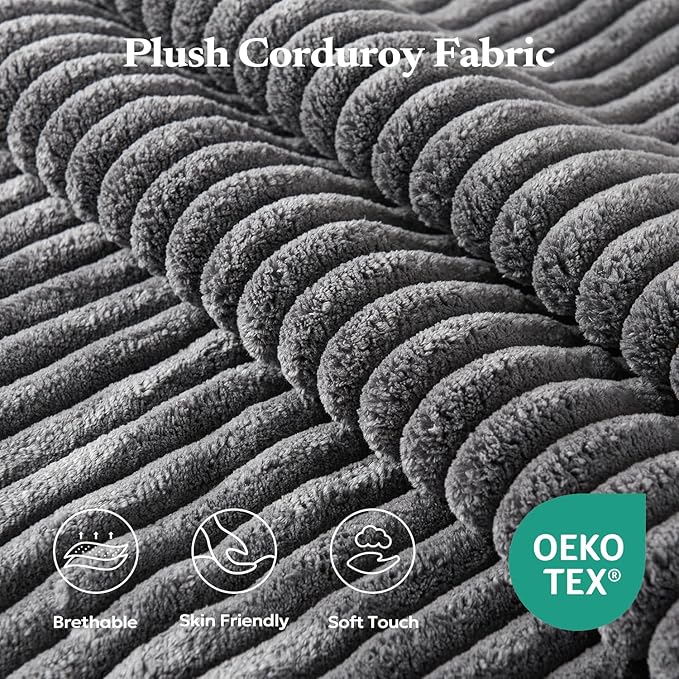 106" Modular Sectional Sofa with L-Shape Chaise, Right/Left Facing Deep Seat Cloud Couch, No Assembly Required, Upholstered Couch for Living Room Bedroom (Plush Corduroy Fabric, Grey)