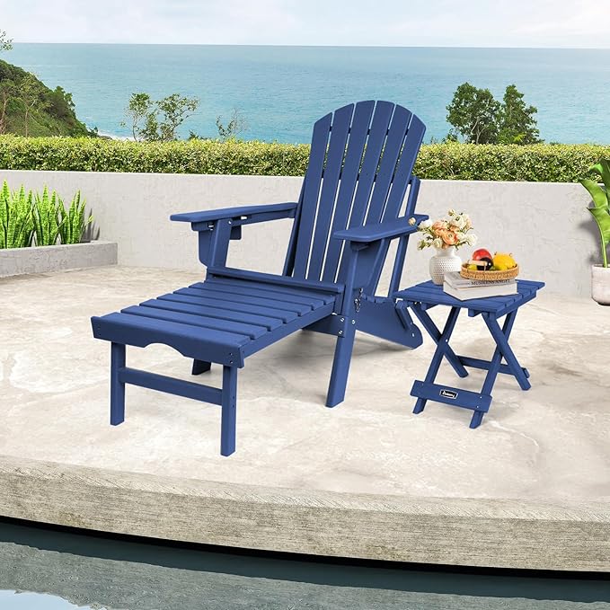 FUNBERRY Outdoor Folding Adirondack Side Table, Portable No Assembly Patio End Table HDPE All Weather