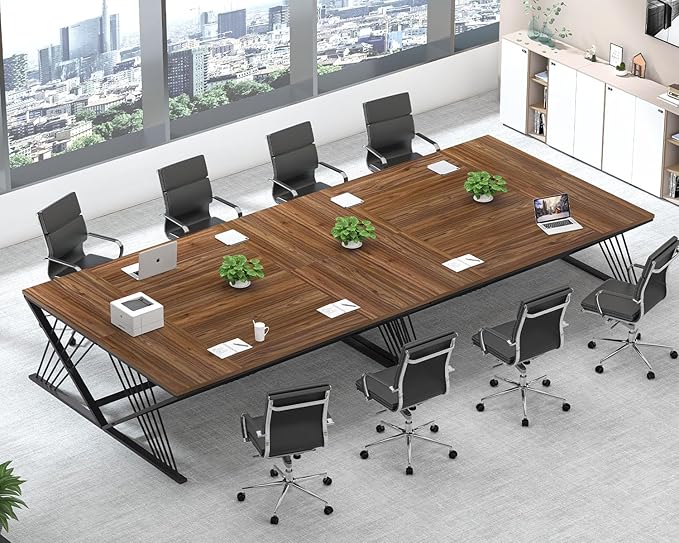 FOLUBAN 70.9" Computer Desk with Z-Shaped Legs, Large PC Desk for Home Office, Industrial Writing Desk, 2 Person Executive Workstation Study Table for Bedroom, Rustic Walnut