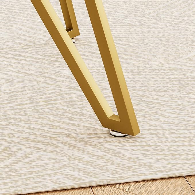 47.3" Glass Dining Table Modern Kitchen Table for 4 People Rectangular Dining Room Dinner Tables with Clear Glass Top & Gold Metal Legs for Kitchen Apartment