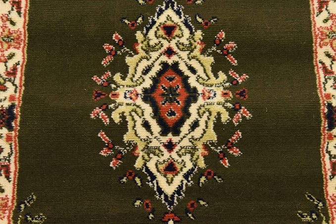 Unique Loom Reza Collection Traditional Persian Style Area Rug, 2 ft 2 in x 8 ft 2 in, Olive/Ivory