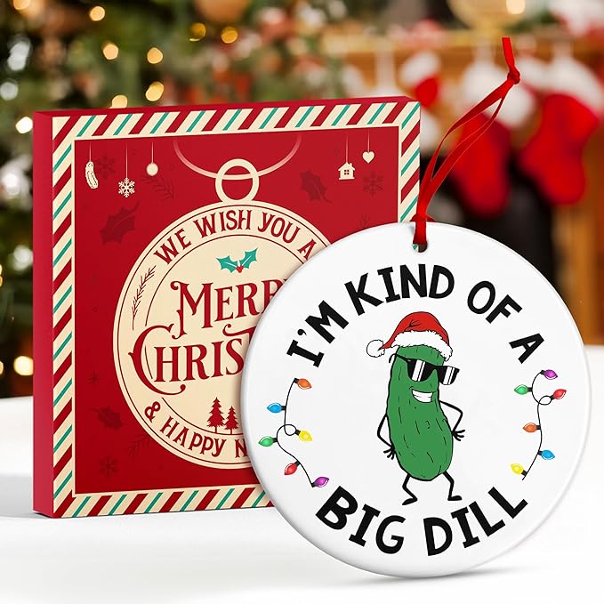 Pickle Ornament - Perfect Pickle Ornaments for Christmas Tree, Delightful Christmas Ornaments for The Big 'Dill' in Your Life, Durable Shatterproof Pickle Ornament, Ideal Gifts for Pickles Lovers