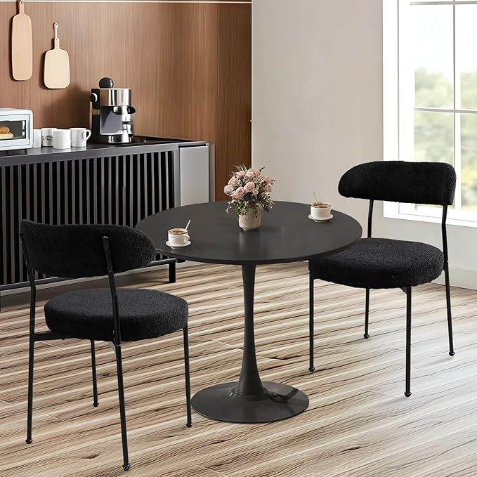 SoarFlash Kitchen Table and Chairs for 2, 24" Dining Table Set for 2 with Velvet Upholstered Chairs, 3 Piece Round Kitchen Table Set, Dining Room Table Set for Small Space, Apartment