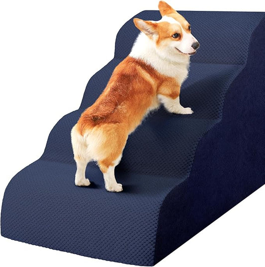 Dog Stairs for Small Dogs, High Density Foam Dog Steps, Extra Wide Non-Slip Pet Ramp for High Beds Or Couch, Soft Doggie Ladder for Dogs Injured, Older Pets, Small Cats
