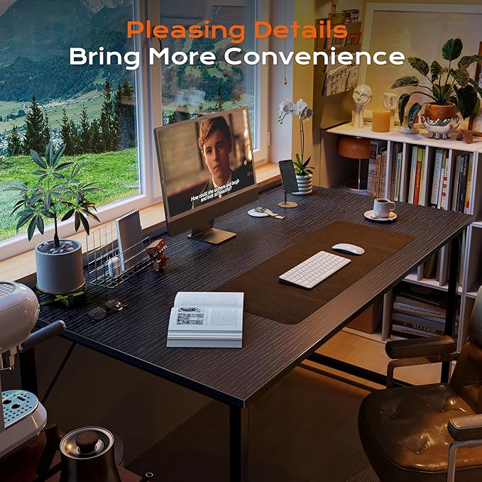 PRAISUN 47 X 24 Inch Computer Desk with Deeper Desktop, Gaming Office Writing Work Desk for Home Office, Study, Bedroom, Work from Home, Metal Frame, Black