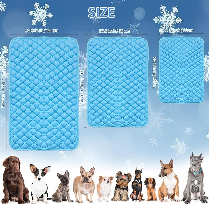 NAMOTEK Washable Dog Cooling Mat Ice Silk Cool Mat for Pet Self Comfortable Blanket Dog Pad Blue