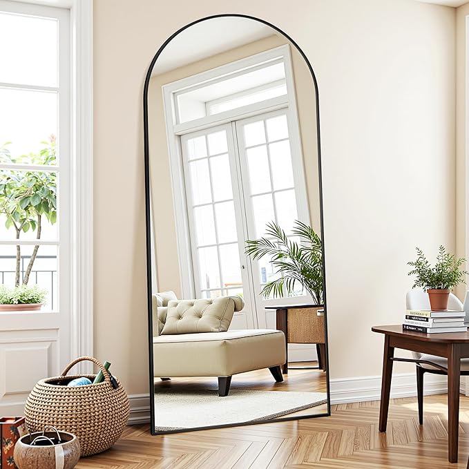 Floor Mirror, 71"×28" Full Length Mirror with Stand for Bedroom Living Room, Black