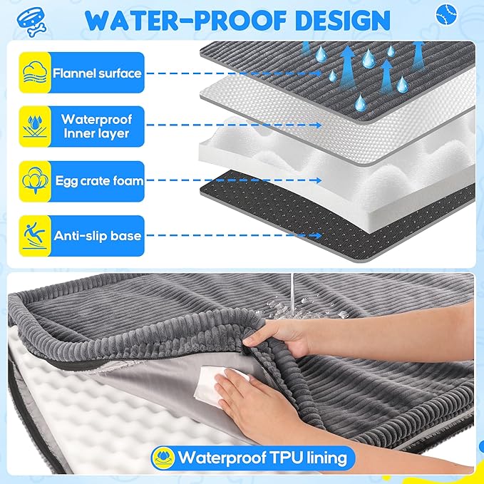 Dog Car Bed, Non-Slip Backseat Extender Pet Mat, Removable Washable Dog Bed for SUVs, Sedans & Trucks, Anti-Slip Travel Mat for Dogs, Easy Clean & Scratch-Proof & Comfort(Dark Gray, 50"x24.6")