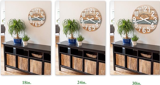 18" Wooden Multi-Color Maritime Coastal Beach Large Number Wall Clock (Blue, 18 inch)