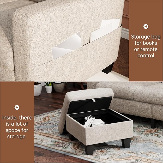 Youmumeub 79''Sectional Couch Couches for Living Room - L-Shaped 4-Seater Deep Sectional Sofa,Removable Covers,Suitable for The Living Room, Apartment or Office-Mocha Brown