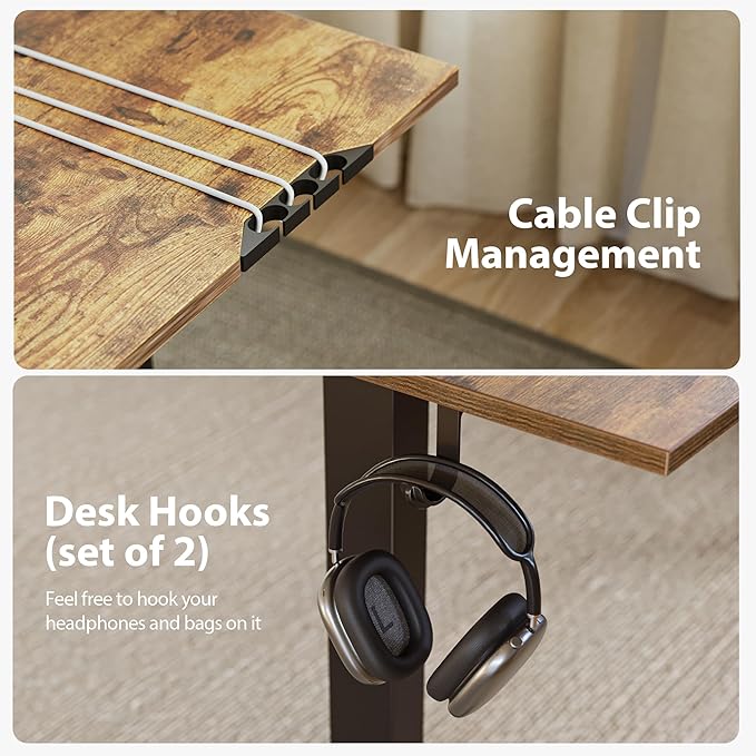 Agilestic L Shaped Standing Desk 63 x 55 inch Adjustable Height, Electric Corner Standing Desk, Sit Stand Computer Table with Splice Board, Rustic Brown