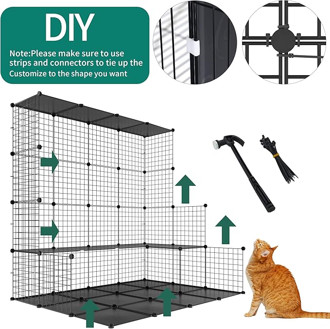 YITAHOME 5-Tier Cat Cage Indoor Large, Cats Enclosure with Storage Cube DIY Outdoor Metal Cat Playpen with Hammock for 1-4 Cats Cat Kennel Catio