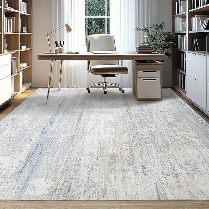 Washable Rugs 5x7 Area Rugs for Living Room- Modern Abstract Rugs for Bedroom,Dining Room,Large Soft Low Pile Carpet with Non Slip Rubber Backing,Neutral Accent Nursery Rug for Home Office