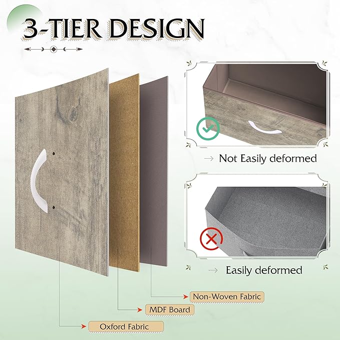 WLIVE Night Stand, Greige Nightstand with 2 Fabric Drawers, Small Dresser for Bedroom, Bedside Table End Table with Storage Drawer, College Dorm, Dormitory, Greige Oak, Size L