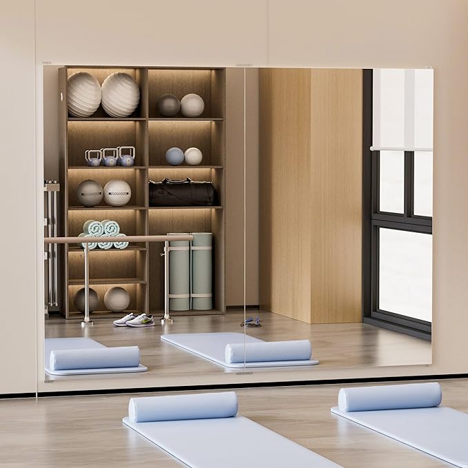 2PCS Full Length Wall Mirror, 71" x 47", Nano Film Material Without Glass, shatterproof, Safe, Lightweight, only 10lbs Easy to Move and Install, for Home Gym, Dance Studio, Yoga Studio.