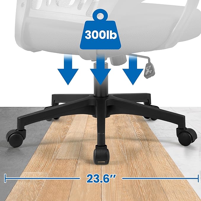 Yaheetech Mid-Back Mesh Office Chair Adjustable Ergonomic Computer Task Chair Swivel Rolling with Lumbar Support Armrest for Home Office Work Study, Black