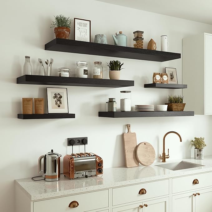 Vivelove Black Floating Shelves for Wall 10 inch Deep, 36” x 10.3” x 1.8”, Large Wall Shelves for Bedroom, Bathroom, Living Room, Kitchen, Office, Modern Shelf Home Decor with Invisible Bracket