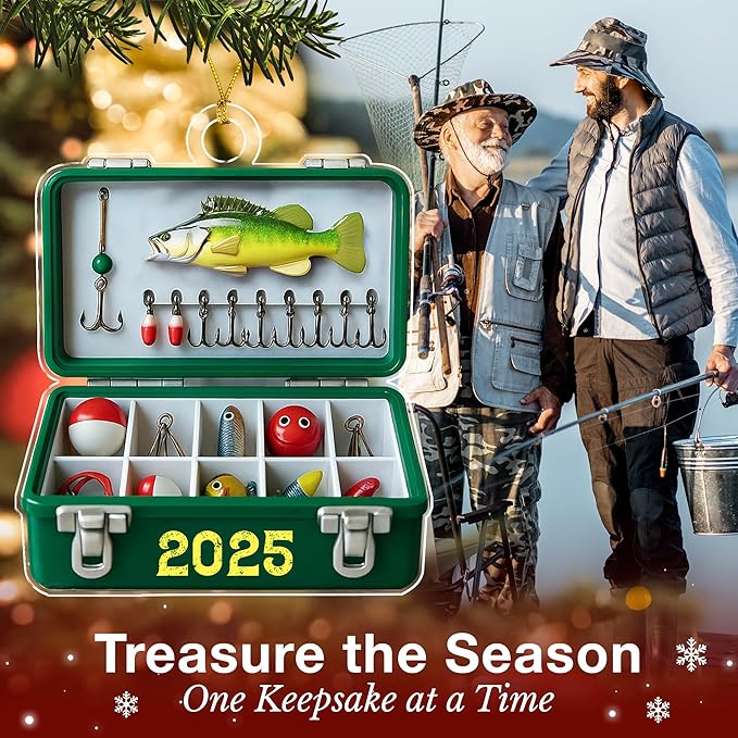 Fishing Ornaments for Christmas Tree - Unique Fisherman Gifts for Men, Cool Funny and Unique Fishing Gift for Men and Boys, Fisherman Gift 2D Flat Ornaments